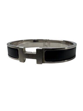 Hermes Click Bracelet Black Silver Large